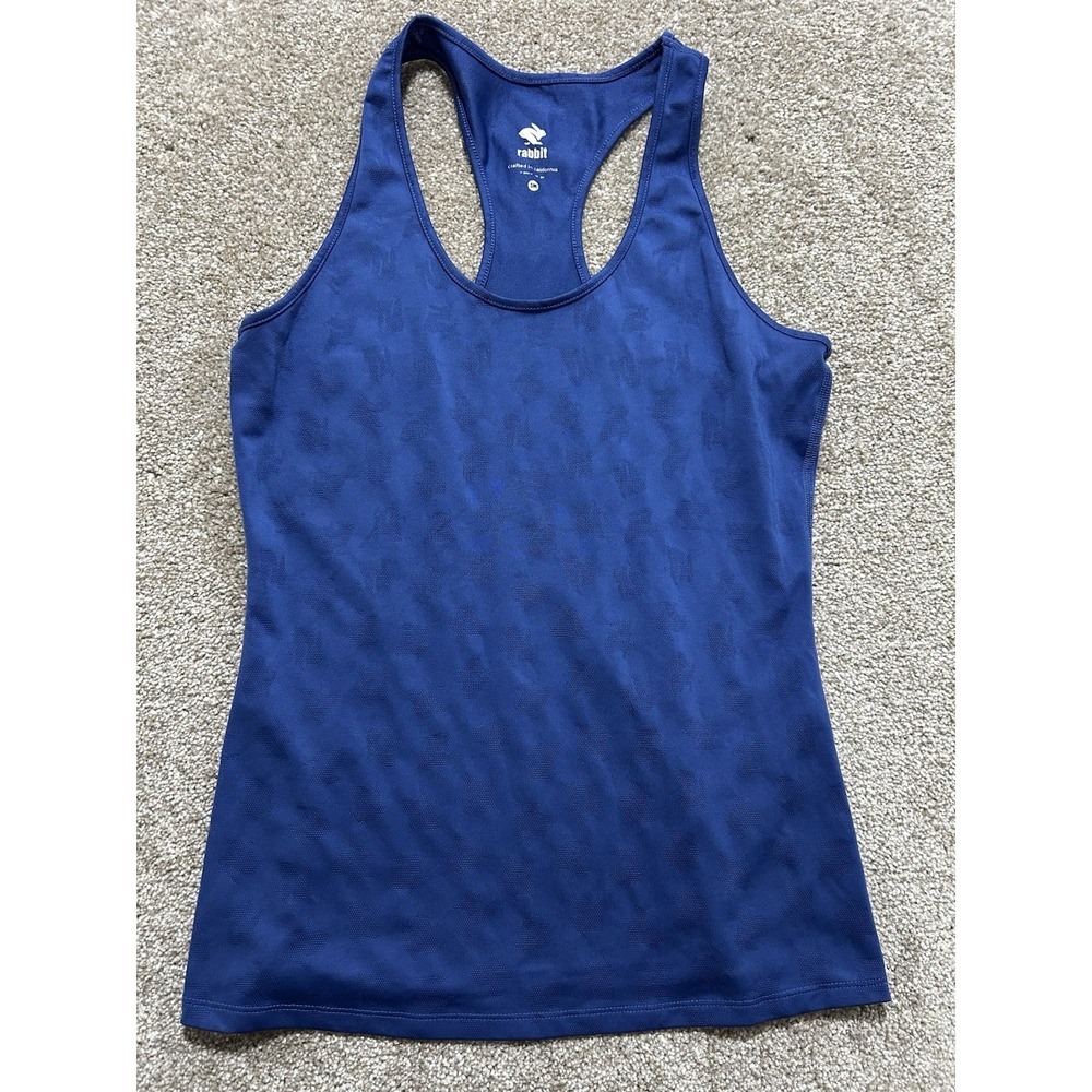 Rabbit Racerback Tank Top Women's Sz S Black Mesh Design Active Gym Workout Run